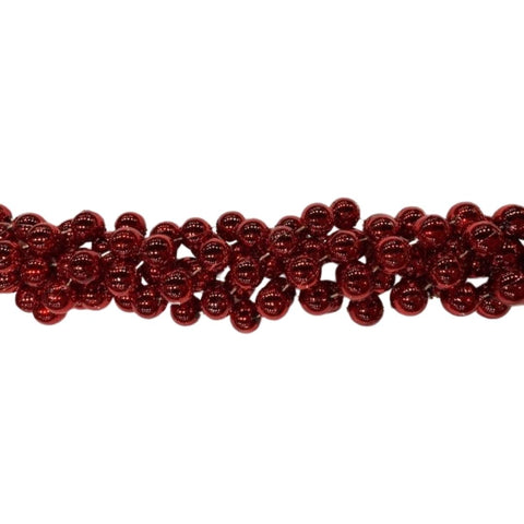 48" 18mm Round Metallic Red Mardi Gras Beads - Case (5 Dozen)