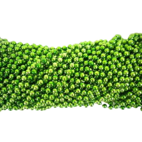 33" Round Metallic Lime Green Mardi Gras Beads (Case - 60 Dozen)