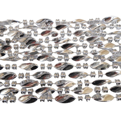 48" Swirl Metallic Silver Mardi Gras Beads - Case (25 Dozen)