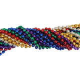 33" 7.5mm Round Metallic 6 Color Mardi Gras Beads - Case (60 Dozen)