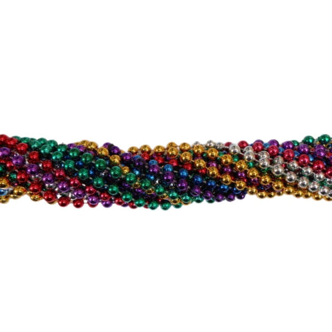 48" 8mm Round Metallic Assorted Color Mardi Gras Beads