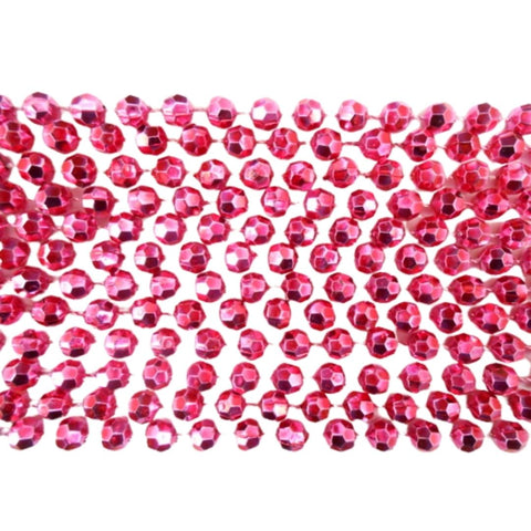 48 16mm Round Metallic Hot Pink Mardi Gras Beads