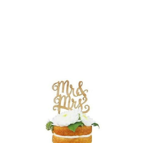 Mr. and Mrs. Cherry Wood Cake Topper (Each)