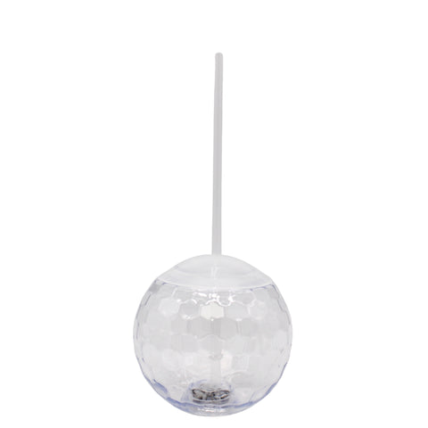 20oz LED Disco Ball Glass with Lid and Straw (Each)