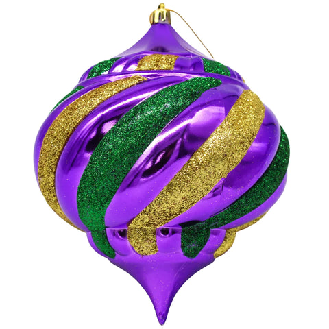 6" Purple, Green and Gold Swirl Ornament (Each)