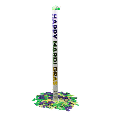 Purple, Green and Gold Mardi Gras Paper Confetti Cannon 31" (Each)