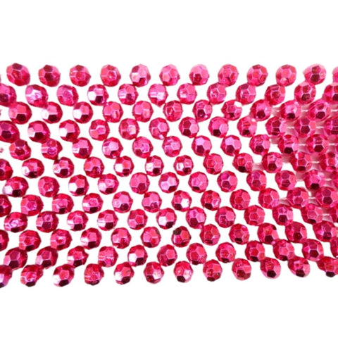 60" 12mm Cut Metallic Hot Pink Mardi Gras Beads