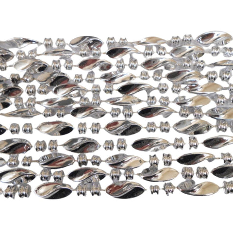 48" Swirl Metallic Silver Mardi Gras Beads - Dozen (12 Necklaces)