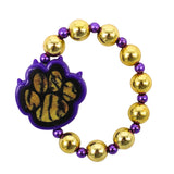 7.5" Purple and Gold Tiger Paw Bracelet (Dozen)