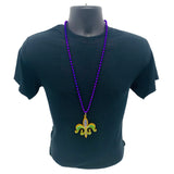 Purple, Green and Gold Fleur de Lis on Purple Necklace (Each)
