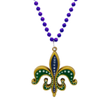 Purple, Green and Gold Fleur de Lis on Purple Necklace (Each)