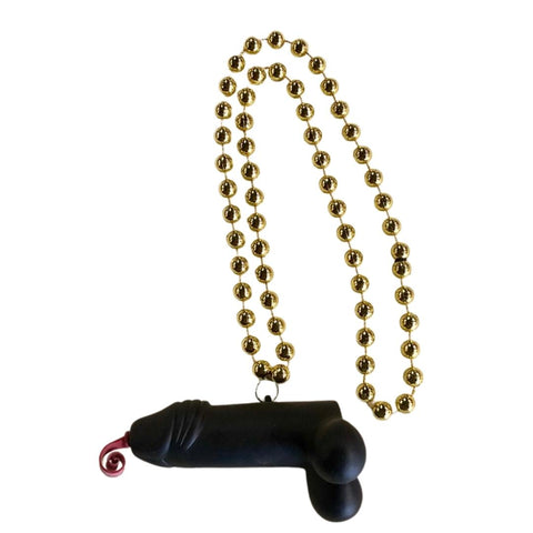 36" 12mm Brown Penis on Gold Necklace (Each)