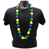 42" Purple, Green and Yellow Pom Pom Necklace (Each)