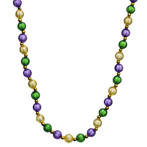 40" Acrylic Purple, Green and Gold Melon Bead Necklace (Each)