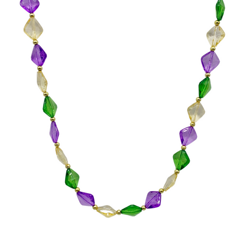 40" Acrylic Purple, Green and Gold Small Diamond Bead Necklace (Each)