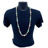 40" Acrylic Pink and Turquoise Marble Bead Necklace (Each)