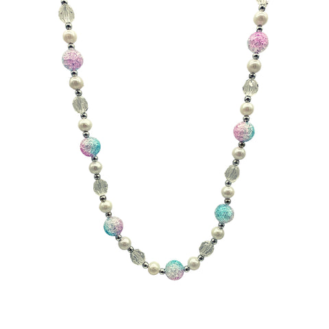 40" Acrylic Pink and Turquoise Marble Bead Necklace (Each)