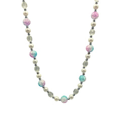 40" Acrylic Pink and Turquoise Marble Bead Necklace (Each)