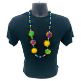 42" 40MM Purple, Green and Gold Tinsel Ball Necklace (Each)