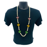 40" Purple, Green and Gold Glitter Fleur de Lis Pearl Necklace (Each)