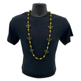 40" Black and Gold Glitter Fleur de Lis on Black and Gold Necklace (Each)