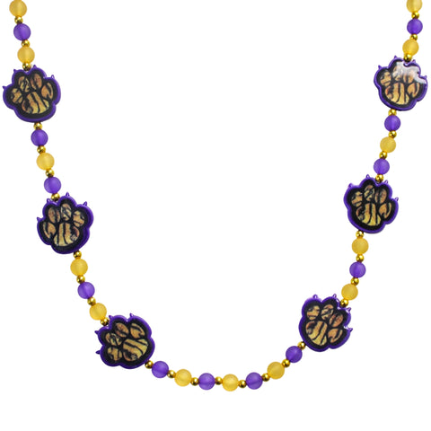 40" Purple and Gold Tiger Paw Beads (Each)