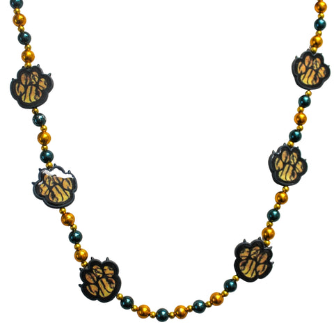 40" Blue and Orange Tiger Paw Beads (Each)