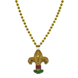 33" Purple, Green and Gold Fleur de Lis Mardi Gras Beads (Each)