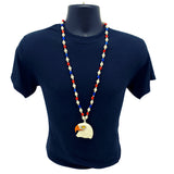 36" Eagle Head Medallion Hanging from a Red, White and Blue Bead