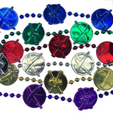40" Skull and Sword Medallion Mardi Gras Beads (Each)
