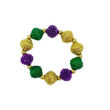 7" Purple, Green and Gold Berry Mardi Gras Bracelet (Each)