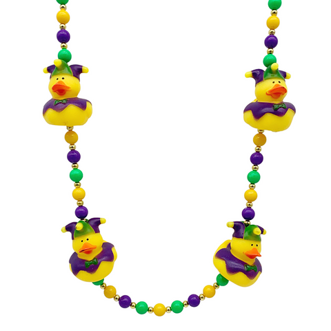 42" Mardi Gras Jester Rubber Duck Mardi Gras Beads (Each)