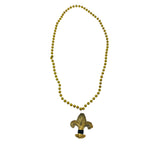 33" Black and Gold Fleur de Lis with 7.5mm Gold Mardi Gras Beads (Each)