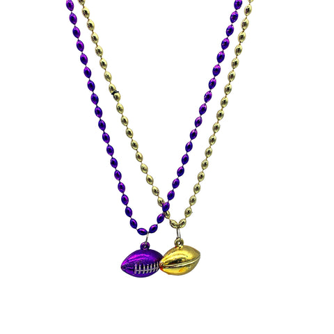 33" Purple and Gold Football Mardi Gras Beads (Each)