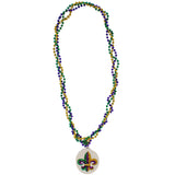 36" Fleur de Lis Glitter Medallion Mardi Gras Beads (Each)