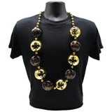 48" 60mm Fleur de Lis Black and Gold Balls Necklace (Each)
