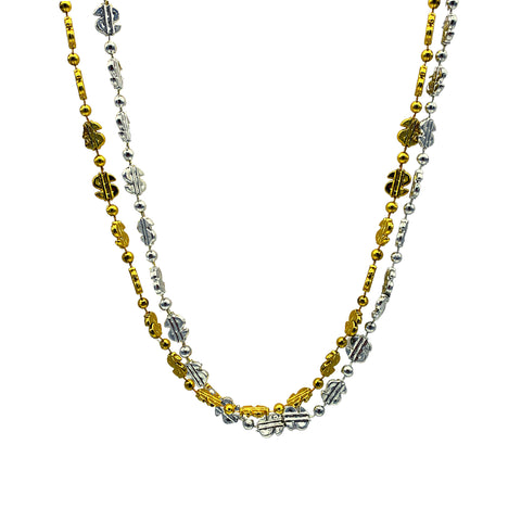 36" Dollar Sign Bead Necklace - Assorted Gold and Silver (Each)