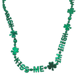 36" Kiss Me Im Irish Bead Necklace - Metallic Green (Each)
