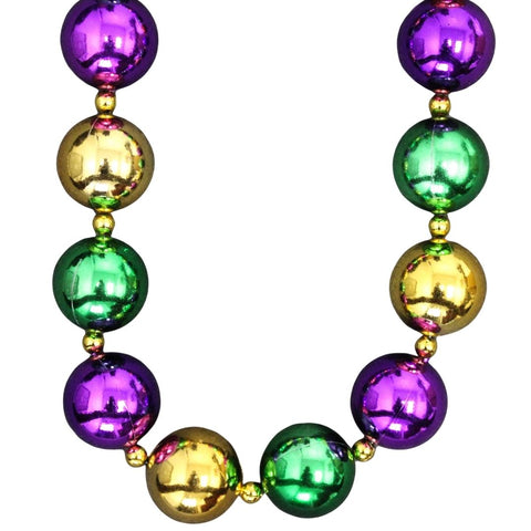 48" 50mm Purple, Green and Gold Round Balls Necklace (Each)
