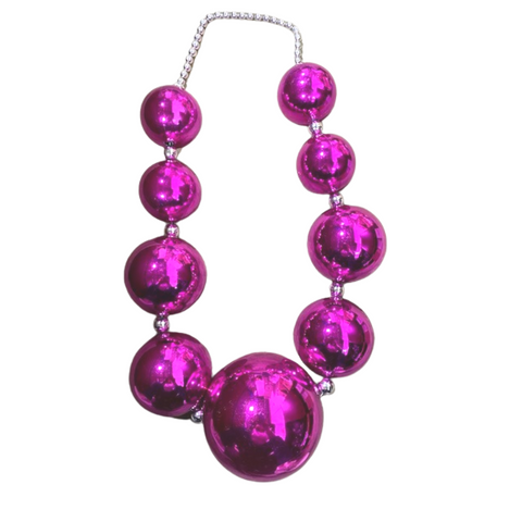 52" 25/80/100/150mm Pink Round Balls Necklace (Each)