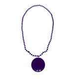 33" 7mm Metallic Purple Bead Necklace with 2.5" Purple Disc (Each)