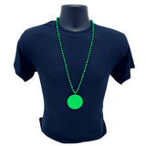 33" 7mm Metallic Green Bead Necklace with 2.5" Green Disc (Each)