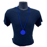 33" 7mm Metallic Blue Bead Necklace with 2.5" Blue Disc (Each)
