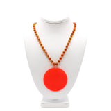 33" 7mm Metallic Orange Bead Necklace with 2.5" Orange Disc (Each)