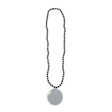 33" 7mm Black Bead Necklace with 2.5" White Disc (Each)
