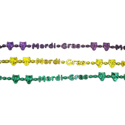 36" Mardi Gras with Comedy - Tragedy Face Bead (Each)
