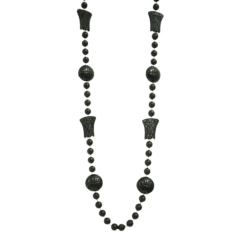 36" Black Basketball Bead Necklace (Each)