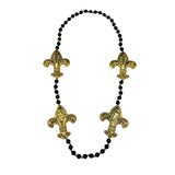 42" Necklace with Four 3.5" Black and Gold Fleur de Lis (Each)