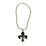 33" 10mm Black and Gold Fleur de Lis Necklace (Each)