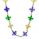 40" Purple, Green and Gold Fleur de Lis Necklace (Each)